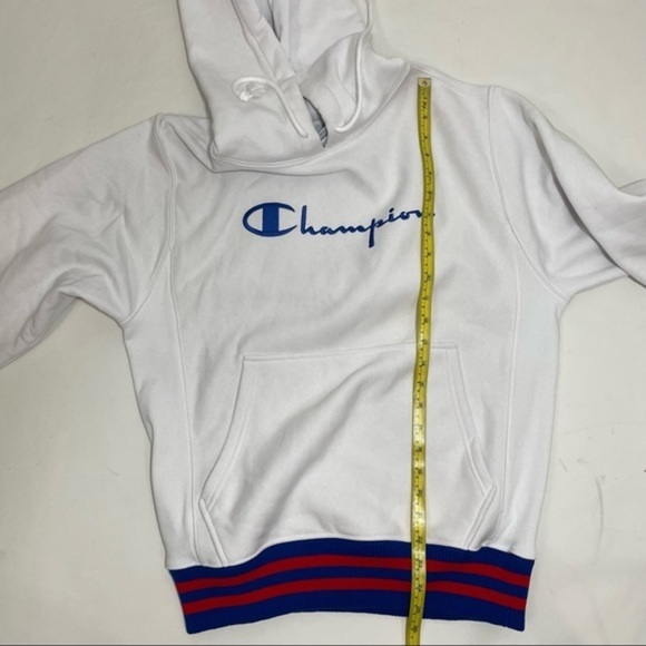 Champion Reverse Weave Hoodie: White Small S Sweatshirt Long Sleeve Pocket Mint - Picture 4 of 13